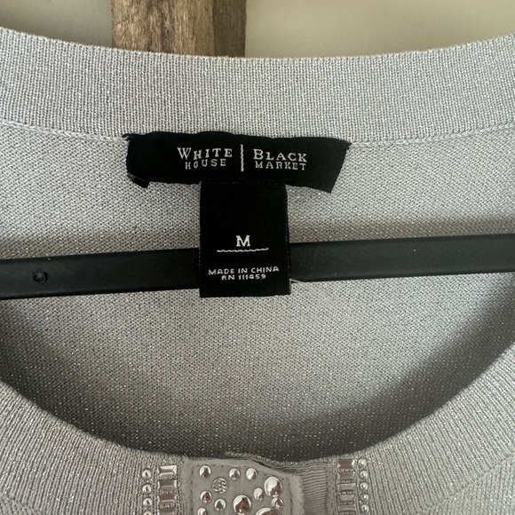 NWOT White House Black Market Silver Embellished Cardigan - Picture 4 of 9